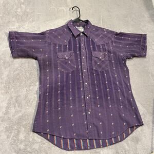 Vintage Ruddock Shirt Mens XL Purple Western Pearl Snap Sleeve 90s Made USA